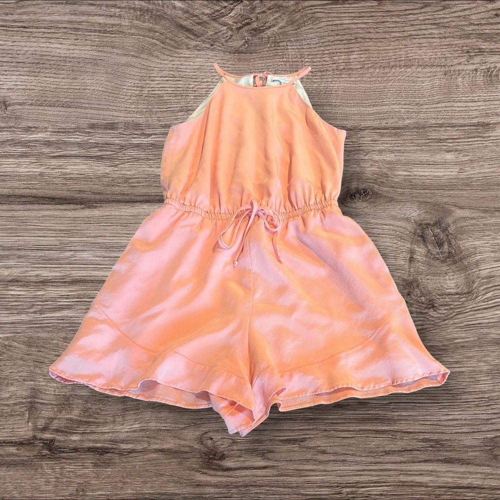 Lavender Brown Sleeveless Silk Shorts Romper Size XS